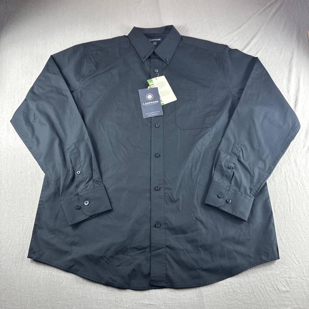 Landmark Preston Long Sleeve Shirt Mens XL Black Button Up Preppy Cotton Top NEW